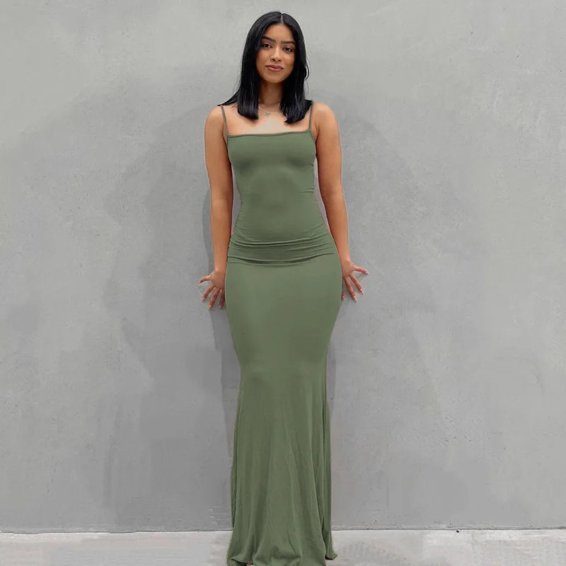 Satin Slip Sleeveless Backless Maxi Dress