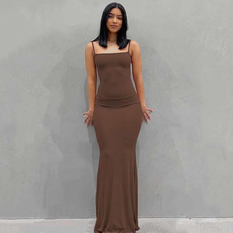 Satin Slip Sleeveless Backless Maxi Dress