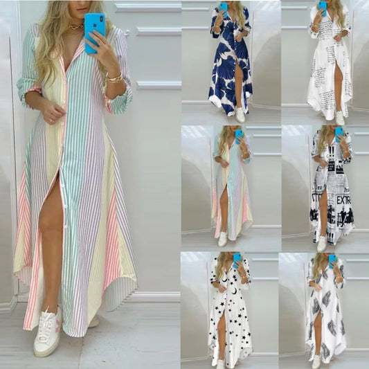 Women Boho Printed Long Shirts Dr Dresses